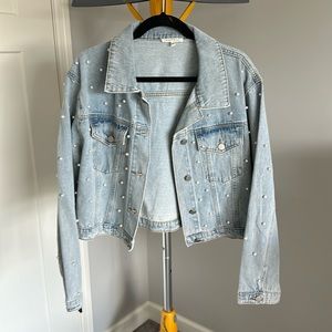 Bridal Jean Jacket with Pearls